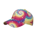 Colorful tie-dye graffiti baseball cap with vibrant gradient print and curved brim - Red/Green