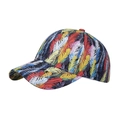 Bunte Baseballkappe mit Federmuster, lebendigem Batik-Design und gebogenem Schirm - Schwarz