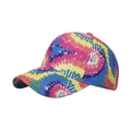 Multicolor vibrant tie-dye pattern baseball cap with curved brim for sun protection - Red/Blue