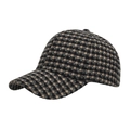 Berretto da baseball classico con motivo pied de poule nero e bianco e visiera curva - Cachi
