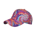Colorful tie-dye baseball cap featuring vibrant purple and orange gradient patterns - Red/Purple