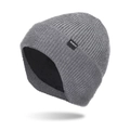 Grey knitted beanie for men with ear protection fleece lining and XHBOY label - Medium Heather Grey
