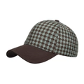 Gorra de béisbol con estampado de pata de gallo en verde y marrón y visera curva - Verde