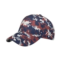 Casquette de baseball camouflage numérique en bleu marine et rouge à visière courbée - Cyan/Rouge