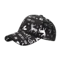 Schwarze Weihnachts-Baseballkappe mit silbernen Rentier- und Schneeflockenmustern - Schwarz