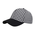 Gorra de béisbol con estampado de pata de gallo y visera negra contrastante - Negro