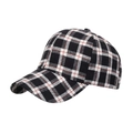Classic black and white checkered baseball cap with red stitching accents on white background - Black