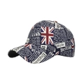 Britse stijl Union Jack honkbalpet met vintage krantenprint in rood wit en blauw kleur - Marineblauw