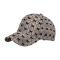 Fashionable beige and brown striped baseball cap with elegant black flocking bow patterns - Gray