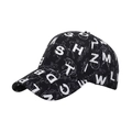 Unisex black baseball cap with white letter print for outdoor sun protection - Black