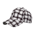 Classic white baseball cap with stylish black and red plaid pattern and curved brim - White