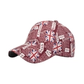 Britse stijl baseballpet in bordeauxrood met all-over UK-vlag print en tekst - Rood