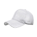 Modische Baseballkappe mit futuristischem Silber-Karomuster und metallischem Glanz - Silber