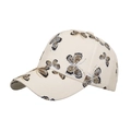 Classic beige cotton baseball cap featuring elegant butterfly prints in a 6-panel design - Beige