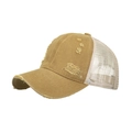 Casquette trucker vintage jaune moutarde et blanc avec maille filet et bordure usée - Jaune Terre