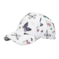 Vintage weiße Baseballkappe mit bunten Schmetterlingsdrucken und abgenutzten Details - Grün