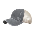 Casquette de baseball délavée gris anthracite et beige avec filet et détails usés - Gris