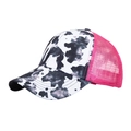 Berretto da baseball rosa in rete per coda di cavallo con stampa mucca da donna - Rosso Prugna