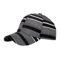 Gestreifte Baseballkappe im britischen Stil mit schwarz-weiß-grauen Segeltuch-Panels - Grau