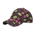 Dunkelbraune Baseballkappe mit Lippenmuster aus strapazierfähigem Canvas-Gewebe - Kaffeebraun