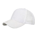 White Chinese style baseball cap with elegant floral lace embroidery and mesh panels - White