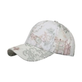 Elegant off-white baseball cap with floral and vintage architecture embroidery detail - Green