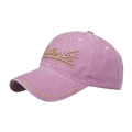 Casquette de baseball rose délavée rétro avec broderie Bourbon St. dorée et visière - Rose