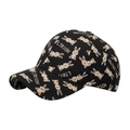 Schwarze Baumwoll-Baseballkappe mit Hasenmuster und LTRICH-Buchstabendruck für Damen - Schwarz/Gold
