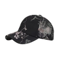 Elegant black baseball cap with purple floral pattern and structured peak - Black