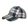 Classic plaid baseball cap in green and black check pattern with curved brim - Green