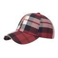 Classic British plaid baseball cap in red and black checked pattern with curved brim - Red