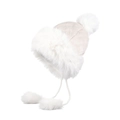 Cappello invernale trapuntato beige con fodera in ecopelliccia e morbidi pompon - Beige