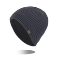 Gorro de punto acanalado gris oscuro con forro polar cálido y etiqueta de cuero XHBOY - Azul Marino