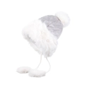 Colbacco invernale trapuntato grigio con fodera in ecopelliccia e pompon bianchi - Grigio