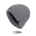 Gorro de punto gris oscuro para hombre con nervaduras verticales y forro cálido - Gris Jaspeado Medio