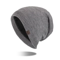 Winter men's knitted beanie in medium grey with thick thermal fleece lining - Medium Heather Grey