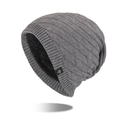 Winter thermal grey knitted beanie for men with thick fleece lining and snowflake logo - Medium Heather Grey