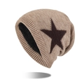 Bonnet d'hiver avec doublure polaire épaisse et motif étoile en coloris kaki et noir - Kaki