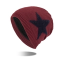 Bonnet d'hiver bordeaux avec motif étoile et doublure polaire noire pour hommes - Bordeaux