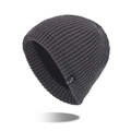 Thick dark grey knitted beanie with fleece lining and ribbed cuff for winter - Deep Heather Grey