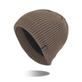 Bonnet en maille marron foncé avec doublure polaire noire et motif gaufré hivernal - Kaki