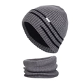 Set berretto in maglia e scaldacollo grigio scuro con spessa fodera in pile calda - Grigio Melange Medio