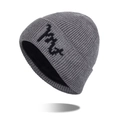 Gorro de punto gris oscuro con forro polar cálido y textura de canalé para el invierno - Gris Jaspeado Medio
