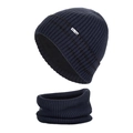 Set invernale berretto e scaldacollo in maglia blu scuro con fodera in pile - Blu Notte