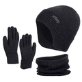 Set invernale nero in maglia con berretto paraorecchie, scaldacollo e guanti touch - Berretto Guanti E Scaldacollo / Grigio Melange Scuro