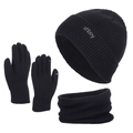 Set invernale 3 pezzi nero con berretto, guanti touch e scaldacollo in maglia - Nero