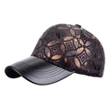 Frühlings-Baseballkappe mit Bronze-Blumenmuster und schwarzem Lederschirm Design - Schwarz