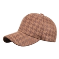 Classic brown houndstooth baseball cap for men and women featuring a curved brim - Coffee