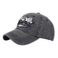 Berretto da baseball vintage grigio scuro lavato con ricamo 3D Original 77 sul fronte - Nero