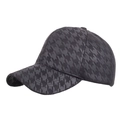 Classic houndstooth baseball cap in dark grey and black woven fabric for unisex style - Black